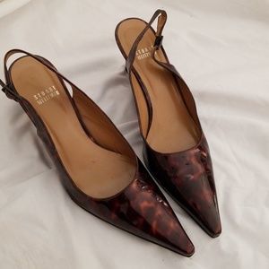 Shiny tortoise leather Stuart Weitzman wedges